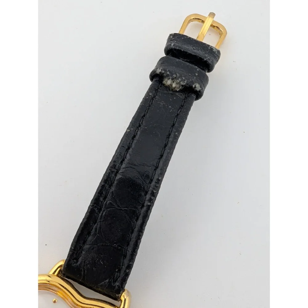 Vintage #1 Mom Heart Watch 28mm Gold Case MOP Dial Leather Band-‎ New Battery